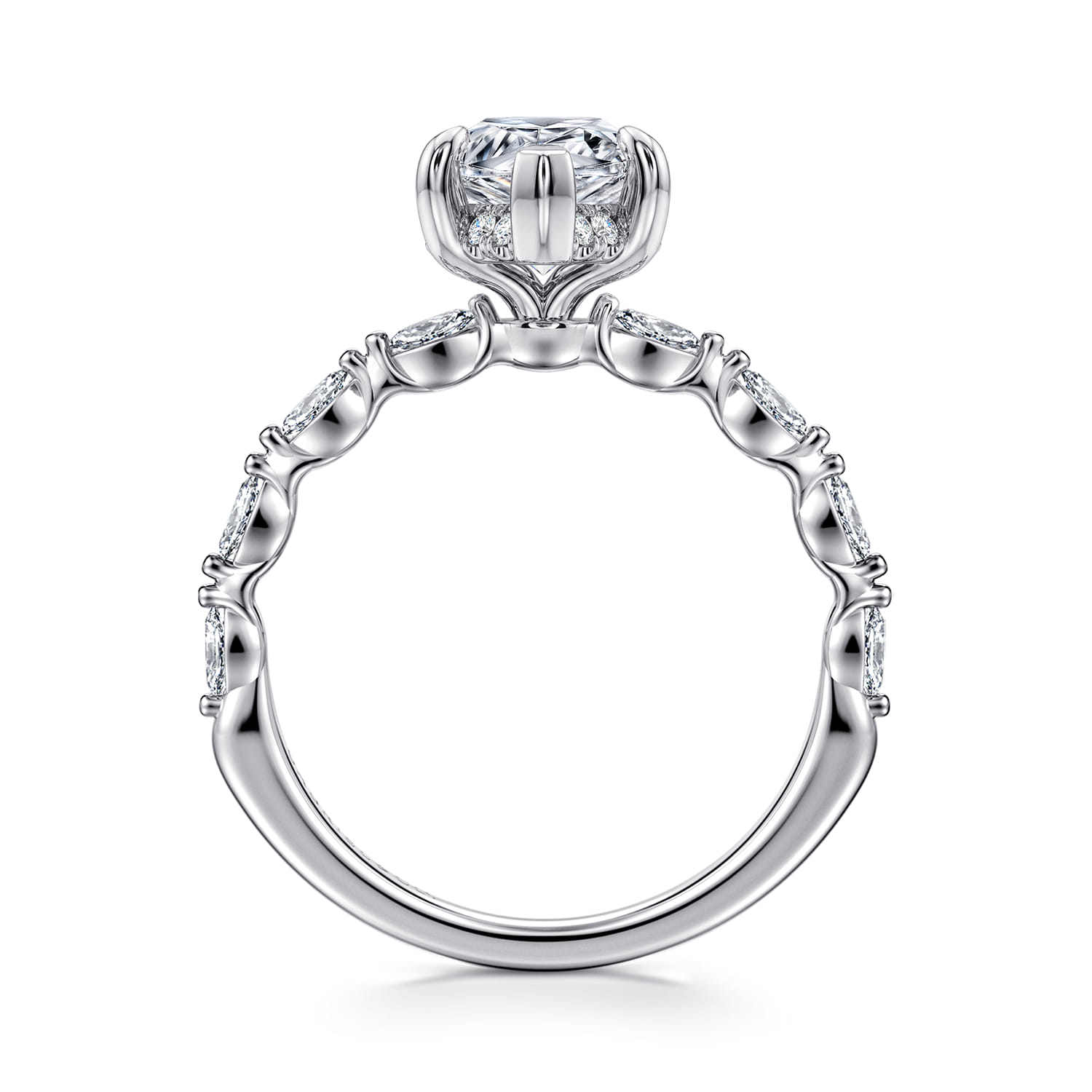 Adeena - 14K White Gold Pear Shape Hidden Halo Diamond Engagement Ring - 0.3 ct - Shot 2
