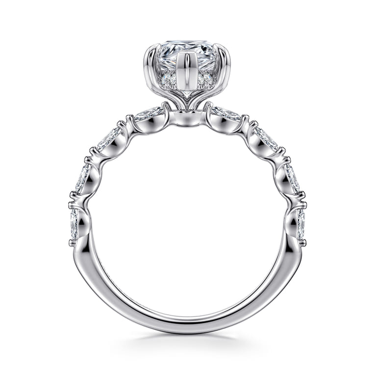Adeena - 14K White Gold Pear Shape Hidden Halo Diamond Engagement Ring - 0.3 ct - Shot 2