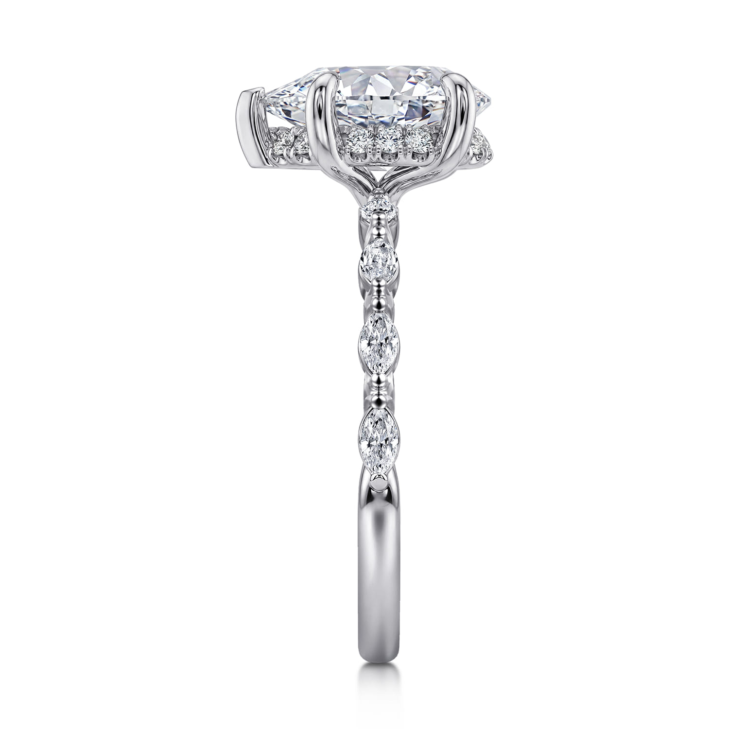 Adeena - 14K White Gold Pear Shape Hidden Halo Diamond Engagement Ring - 0.3 ct - Shot 4
