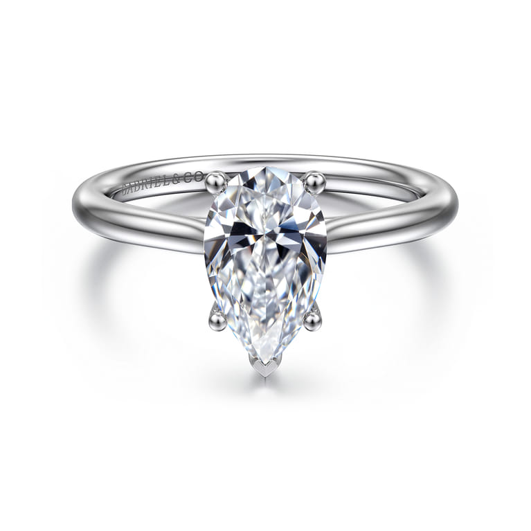 Azucena - 14K White Gold Pear Shape Solitaire Diamond Engagement Ring - 0.05 ct - Shot 1
