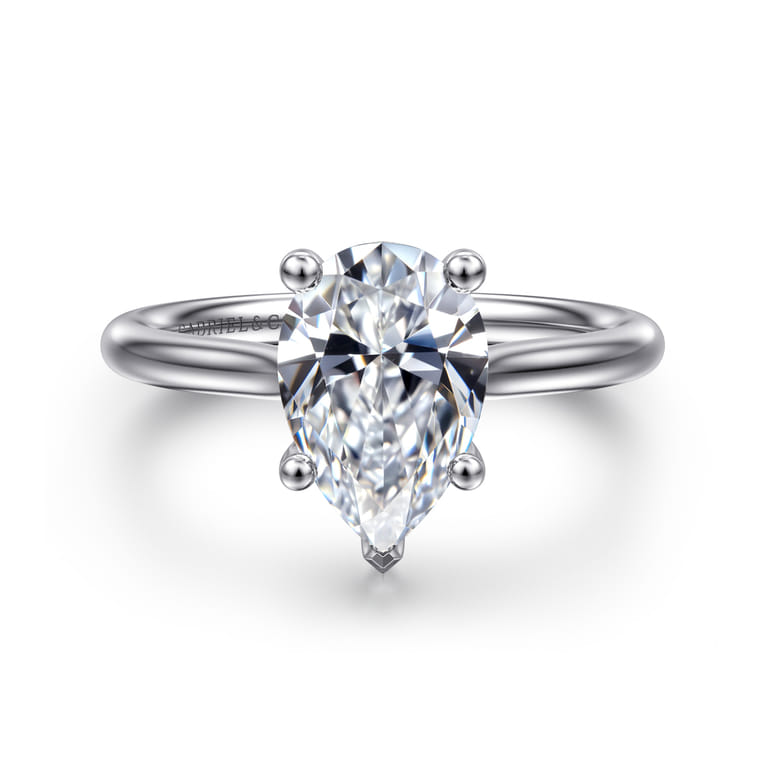 Azucena - 14K White Gold Pear Shape Solitaire Diamond Engagement Ring - 0.06 ct - Shot 1