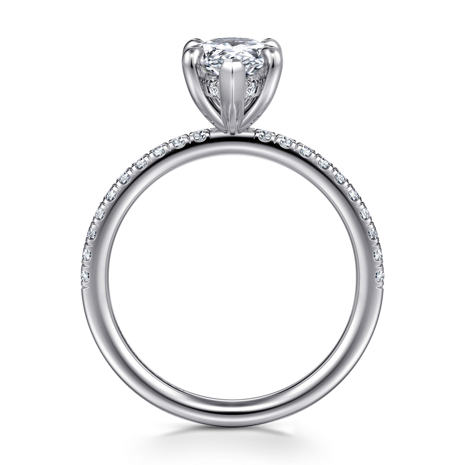 Allison - 14K White Gold Pear Shape Hidden Halo Diamond Engagement Ring - 0.24 ct - Shot 2