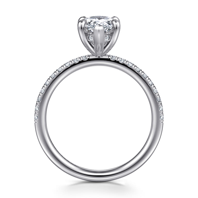 Allison - 14K White Gold Pear Shape Hidden Halo Diamond Engagement Ring - 0.24 ct - Shot 2