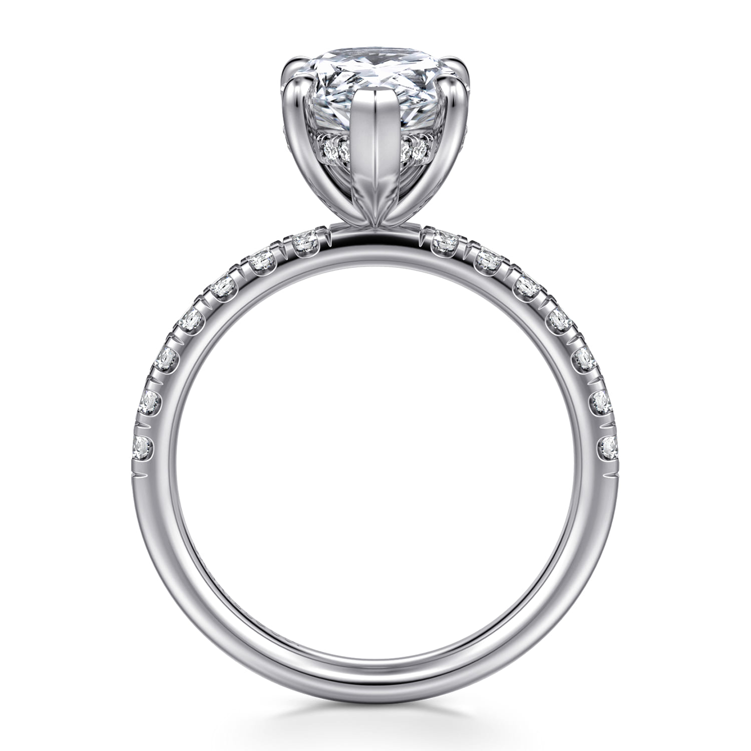 Adela - 14K White Gold Pear Shape Hidden Halo Diamond Engagement Ring - 0.4 ct - Shot 2