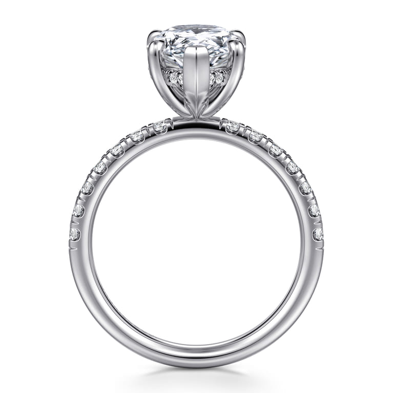 Adela - 14K White Gold Pear Shape Hidden Halo Diamond Engagement Ring - 0.4 ct - Shot 2