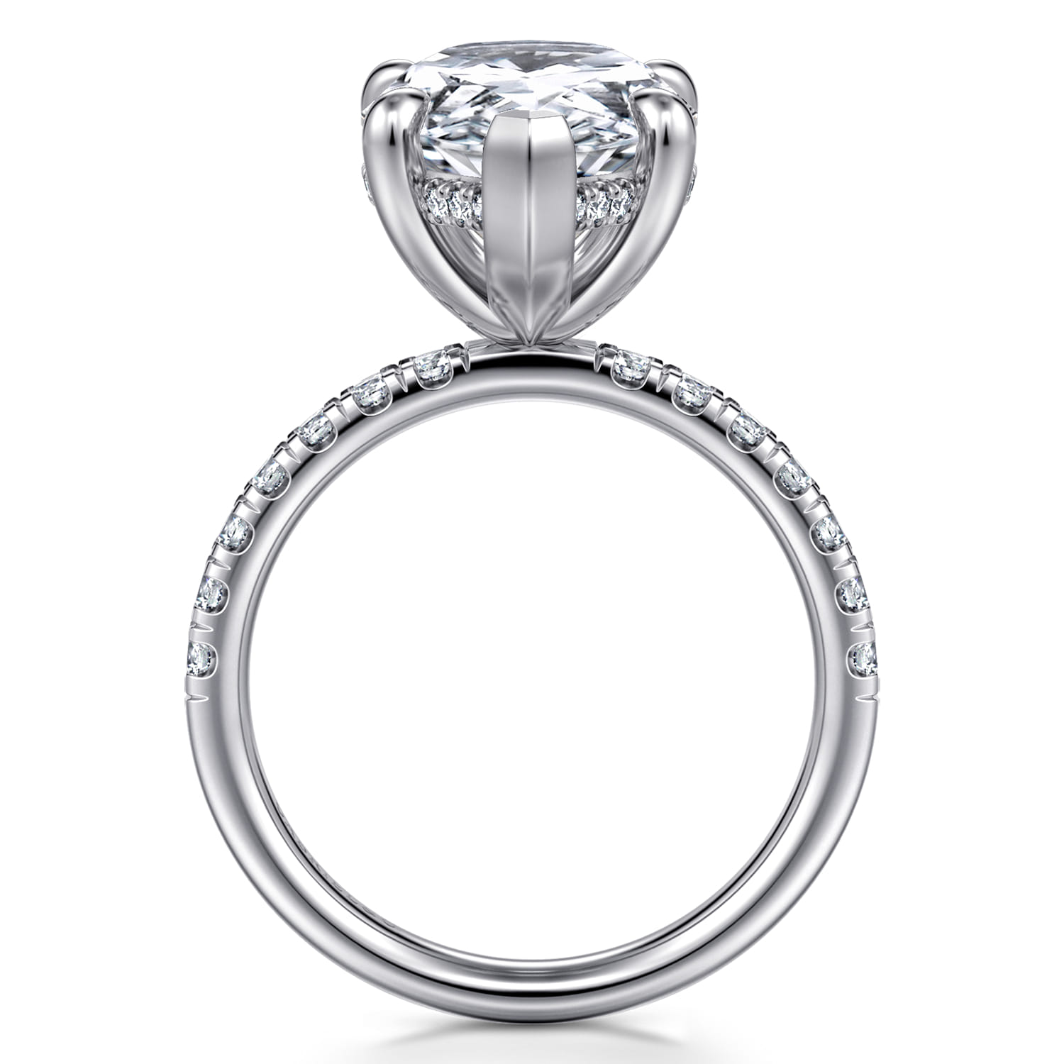 Adela - 14K White Gold Pear Shape Hidden Halo Diamond Engagement Ring - 0.4 ct - Shot 2