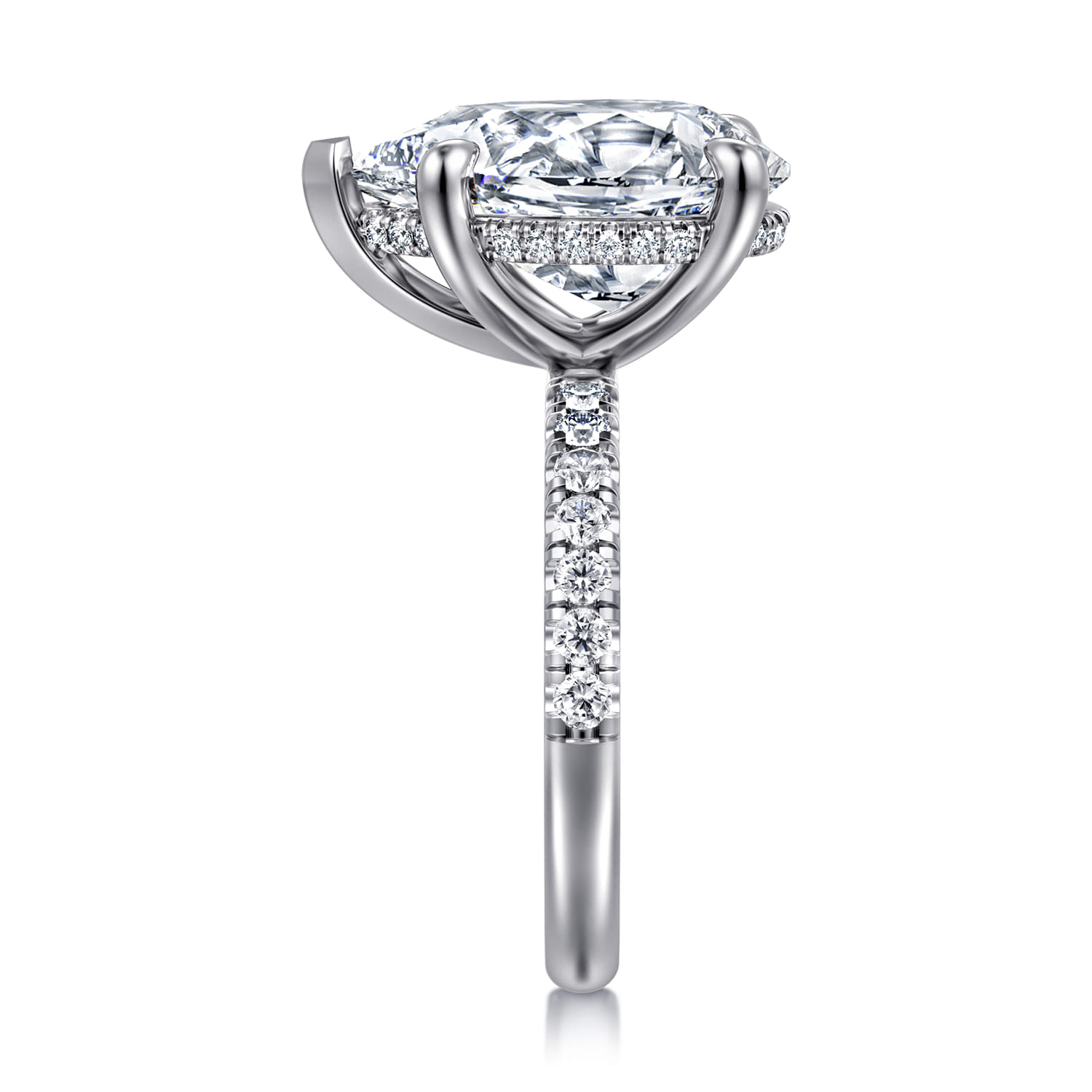 Adela - 14K White Gold Pear Shape Hidden Halo Diamond Engagement Ring - 0.4 ct - Shot 4