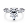 Adela - 14K White Gold Pear Shape Hidden Halo Diamond Engagement Ring - 0.4 ct