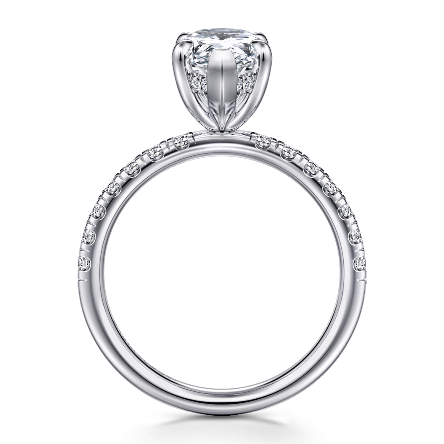 Adela - 14K White Gold Pear Shape Hidden Halo Diamond Engagement Ring - 0.4 ct - Shot 2