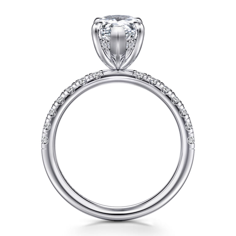 Adela - 14K White Gold Pear Shape Hidden Halo Diamond Engagement Ring - 0.4 ct - Shot 2