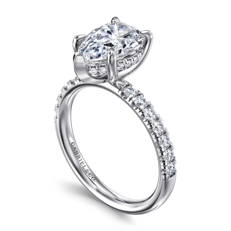 Adela - 14K White Gold Pear Shape Hidden Halo Diamond Engagement Ring - 0.4 ct - Shot 3