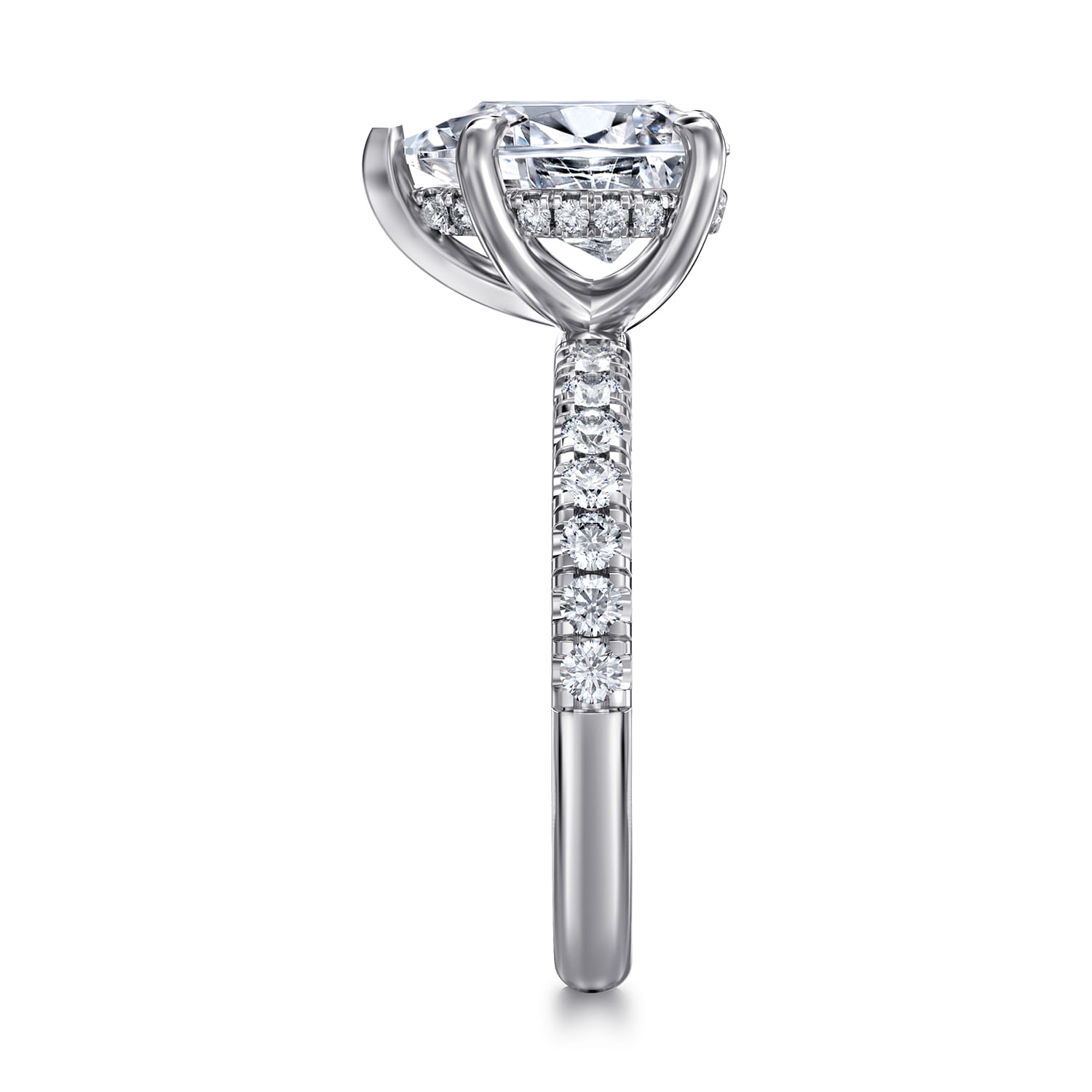 Adela - 14K White Gold Pear Shape Hidden Halo Diamond Engagement Ring - 0.4 ct - Shot 4