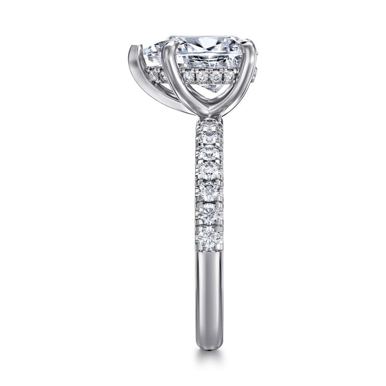 Adela - 14K White Gold Pear Shape Hidden Halo Diamond Engagement Ring - 0.4 ct - Shot 4