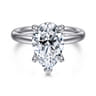 Peace - 14K White Gold Pear Shape Hidden Halo Diamond Engagement Ring - 0.08 ct