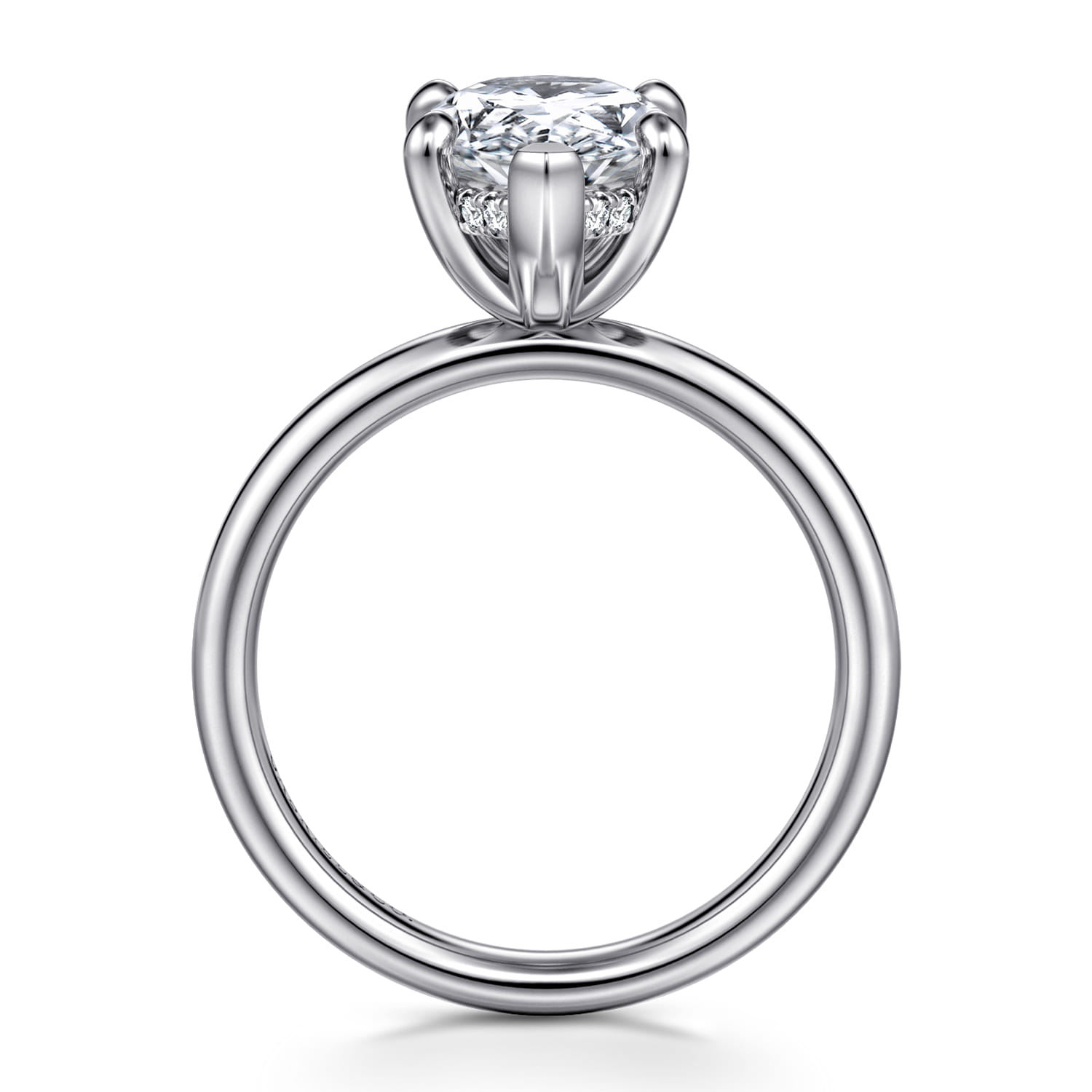 Peace - 14K White Gold Pear Shape Hidden Halo Diamond Engagement Ring - 0.08 ct - Shot 2