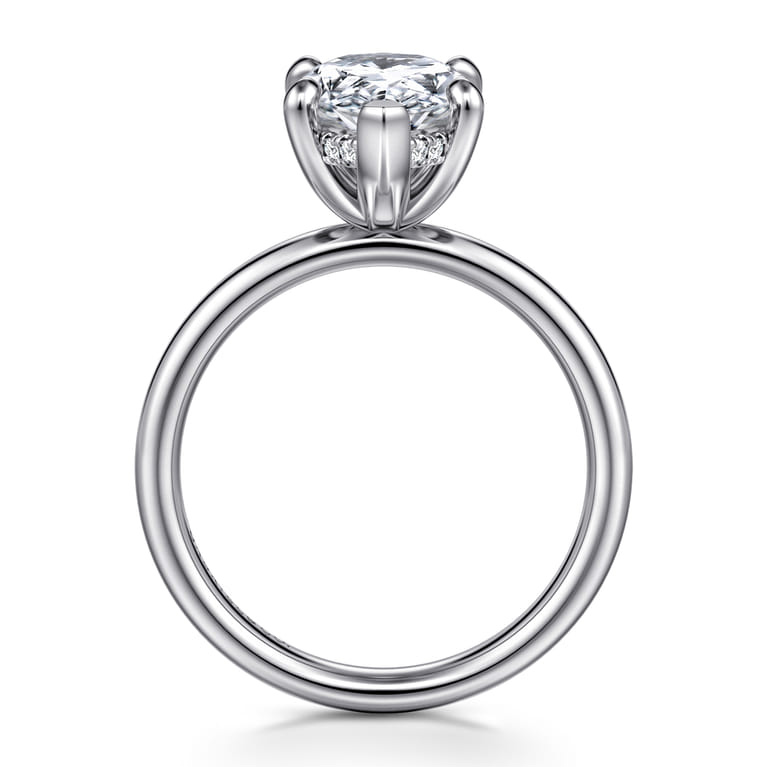 Peace - 14K White Gold Pear Shape Hidden Halo Diamond Engagement Ring - 0.08 ct - Shot 2