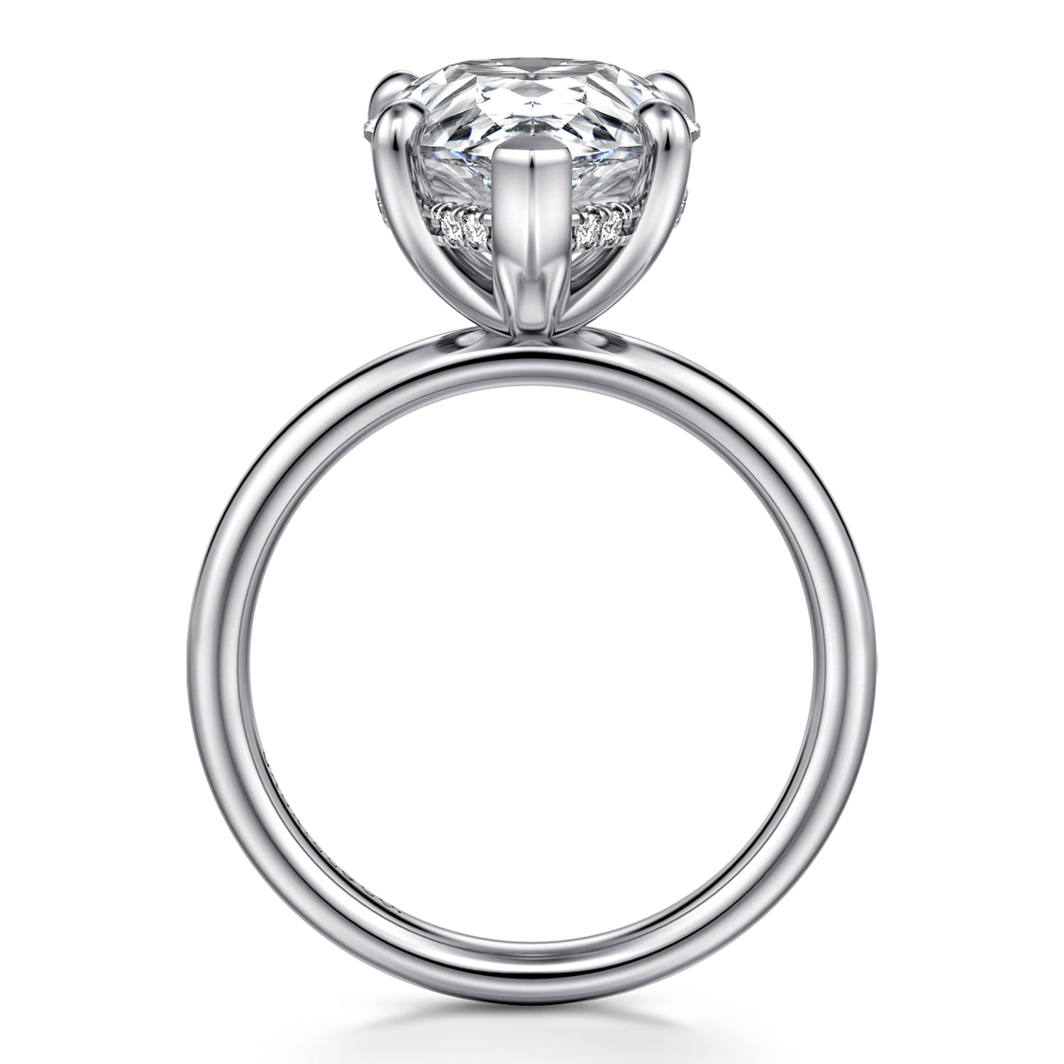 Peace - 14K Yellow Gold Pear Shape Hidden Halo Diamond Engagement Ring - 0.08 ct - Shot 2