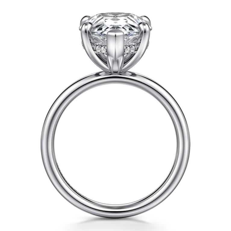 Peace - 14K Yellow Gold Pear Shape Hidden Halo Diamond Engagement Ring - 0.08 ct - Shot 2