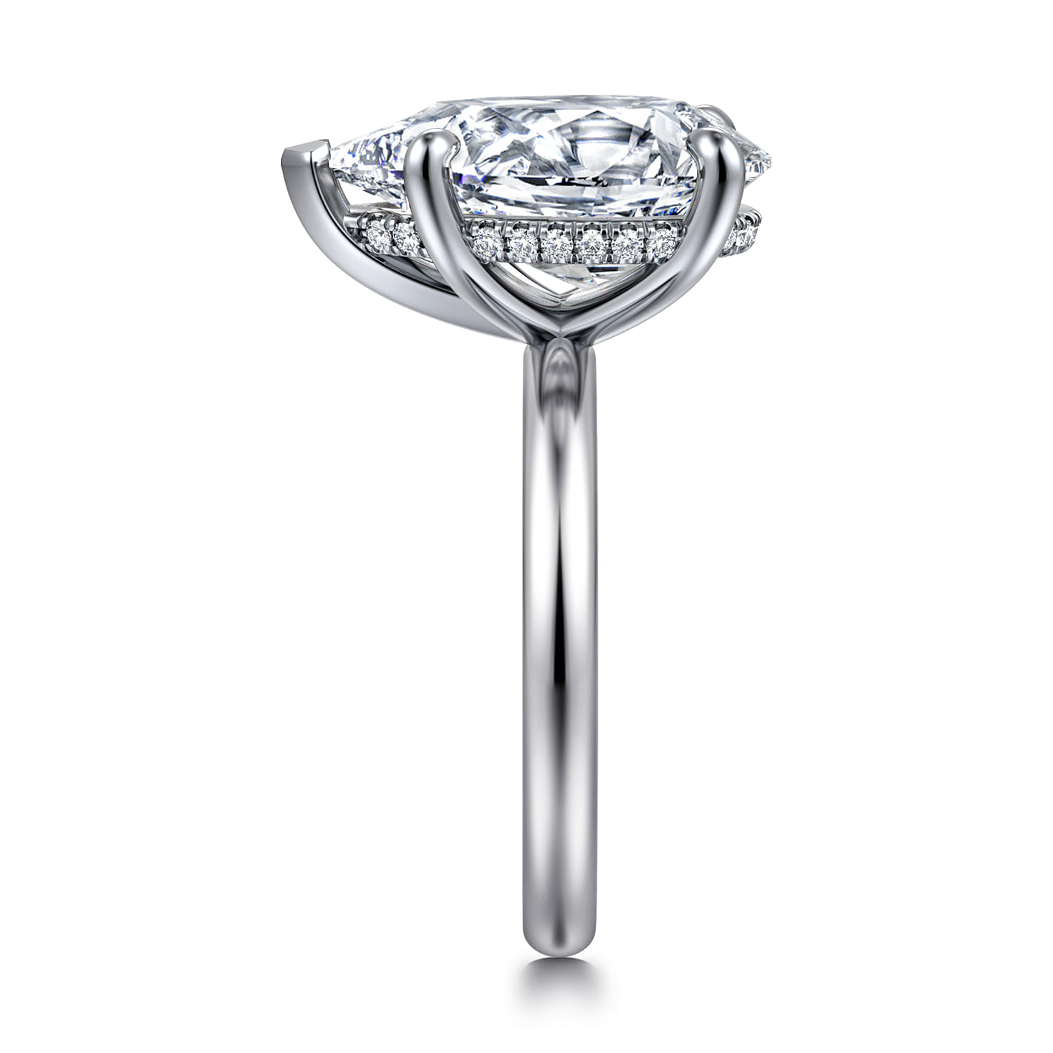 Peace - 14K Yellow Gold Pear Shape Hidden Halo Diamond Engagement Ring - 0.08 ct - Shot 4