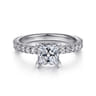 Alina - 14K White Gold Princess Hidden Halo Diamond Engagement Ring - 0.51 ct