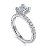 Alina - 14K White Gold Princess Hidden Halo Diamond Engagement Ring - 0.51 ct