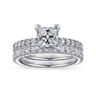 Alina - 14K White Gold Princess Hidden Halo Diamond Engagement Ring - 0.51 ct
