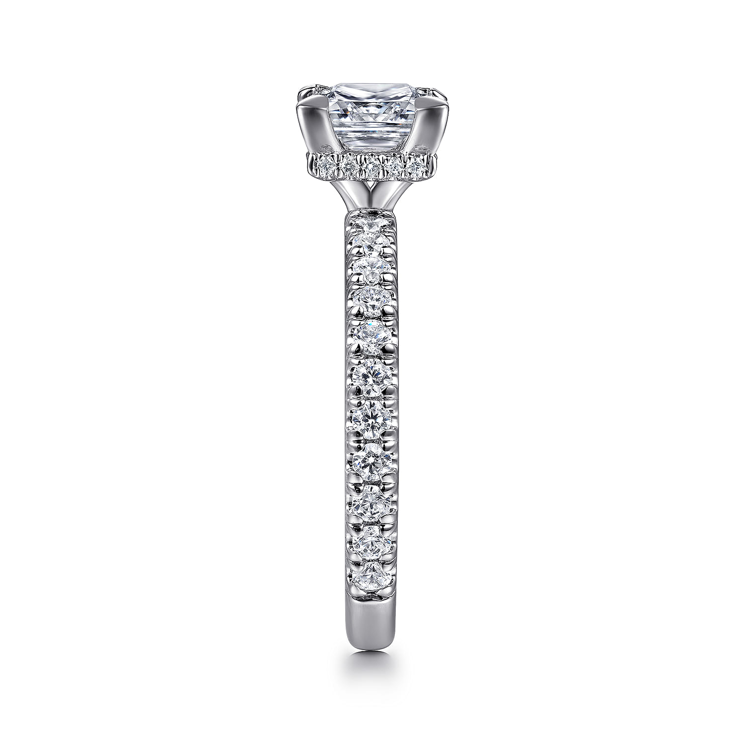 Alina - 14K White Gold Princess Hidden Halo Diamond Engagement Ring - 0.51 ct - Shot 5