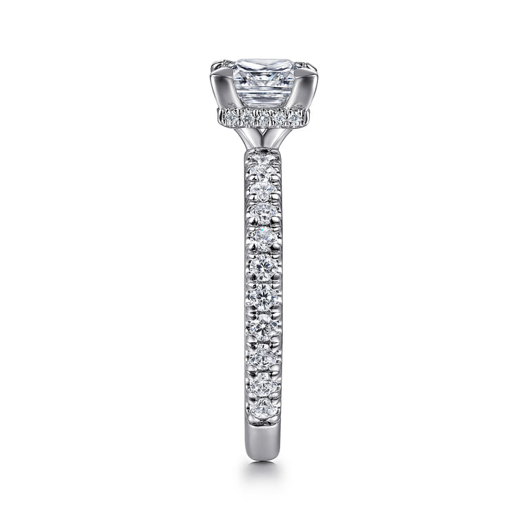 Alina - 14K White Gold Princess Hidden Halo Diamond Engagement Ring - 0.51 ct - Shot 5