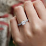 Alina - 14K White Gold Princess Hidden Halo Diamond Engagement Ring - 0.51 ct