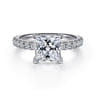 Alina - 14K White Gold Princess Hidden Halo Diamond Engagement Ring - 0.68 ct