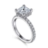 Alina - 14K White Gold Princess Hidden Halo Diamond Engagement Ring - 0.68 ct