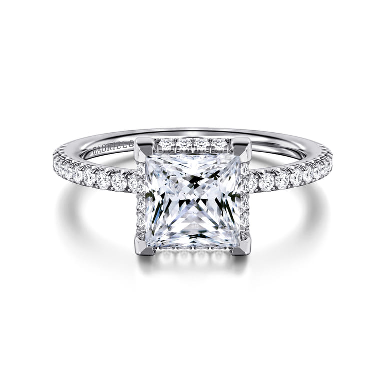 Hart - 14K White Gold Princess Hidden Halo Diamond Engagement Ring - 0.3 ct - Shot 1