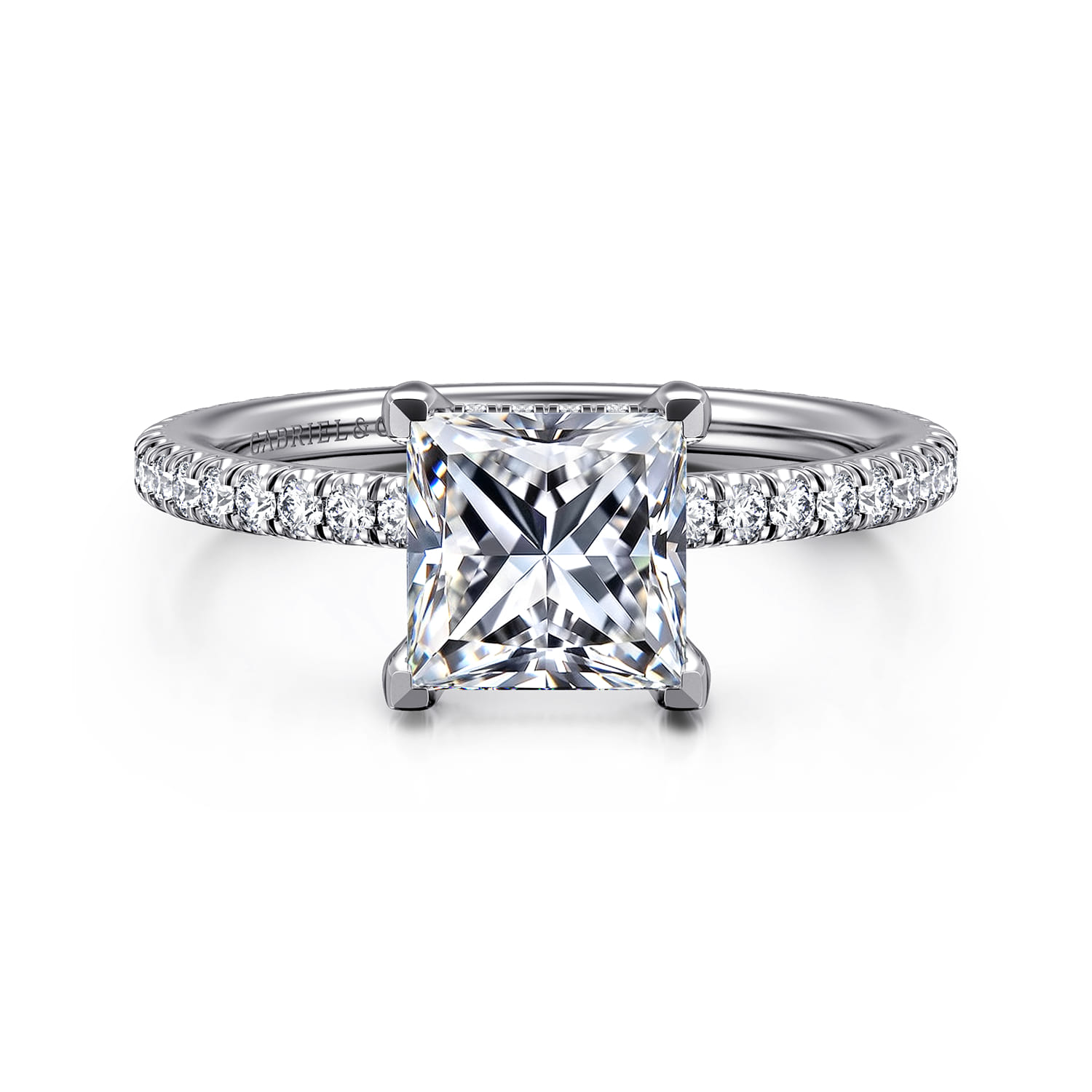 Noa - 14K White Gold Princess Cut Diamond Engagement Ring - 0.45 ct - Shot 1