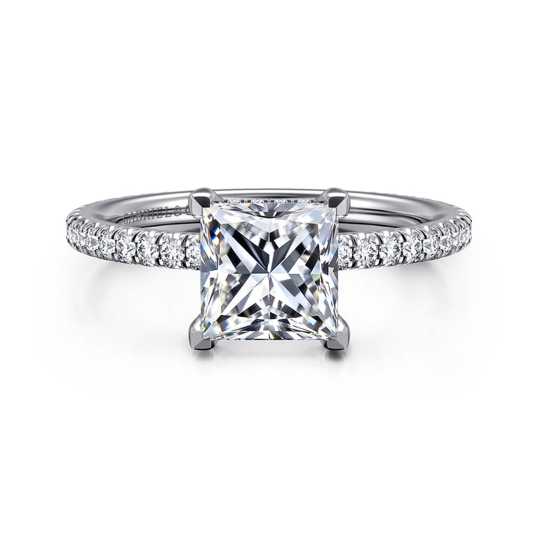 Noa - 14K White Gold Princess Cut Diamond Engagement Ring - 0.45 ct - Shot 1