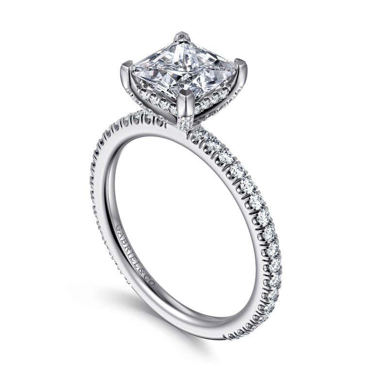 Noa - 14K White Gold Princess Cut Diamond Engagement Ring - 0.45 ct - Shot 3