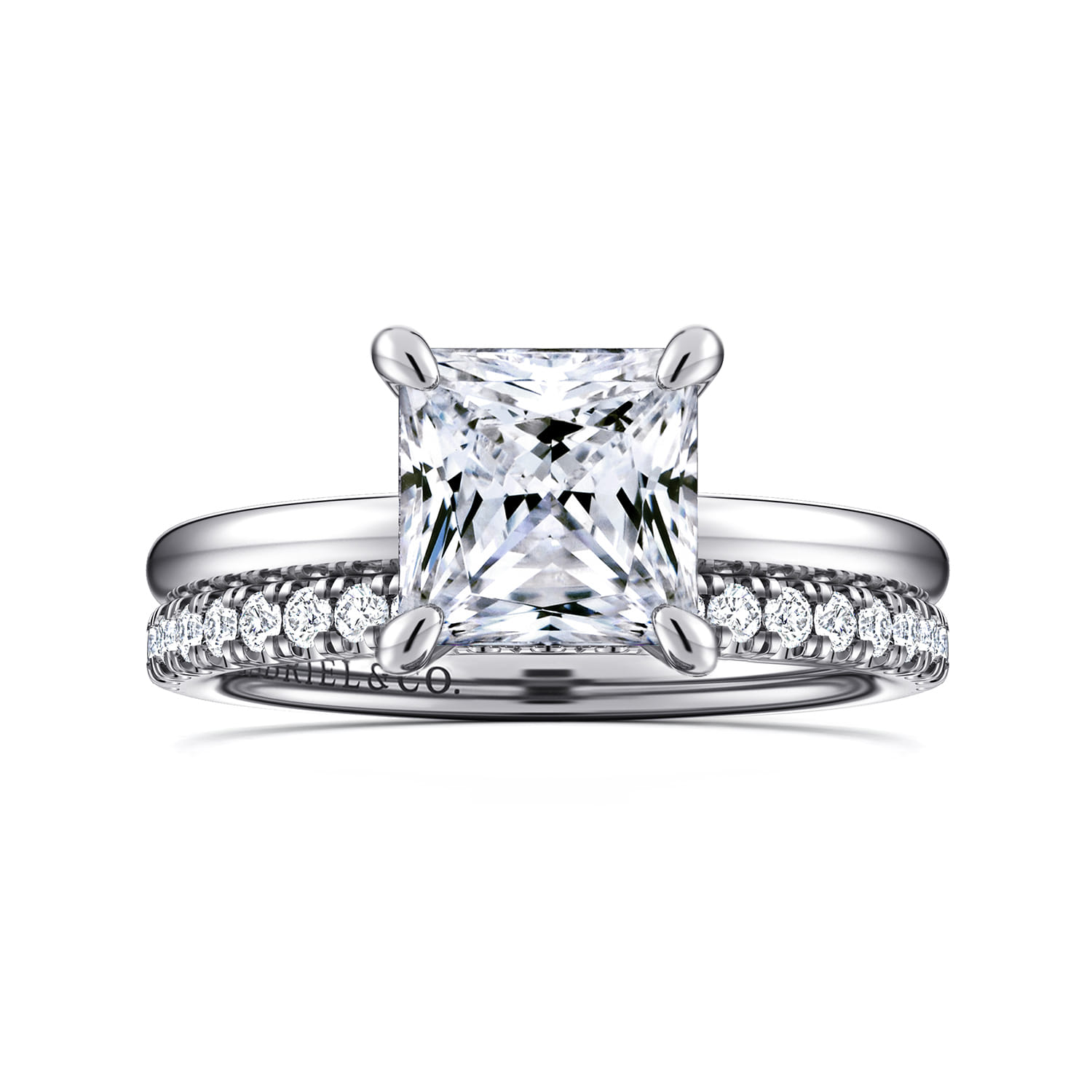 Princess Cut Hidden Halo Ring in 14k White Gold Gabriel Co