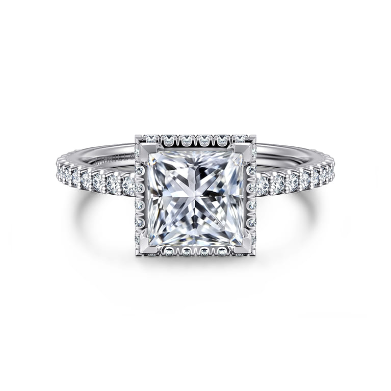 Senne - 14K White Gold Princess Cut Diamond Engagement Ring - 0.4 ct - Shot 1