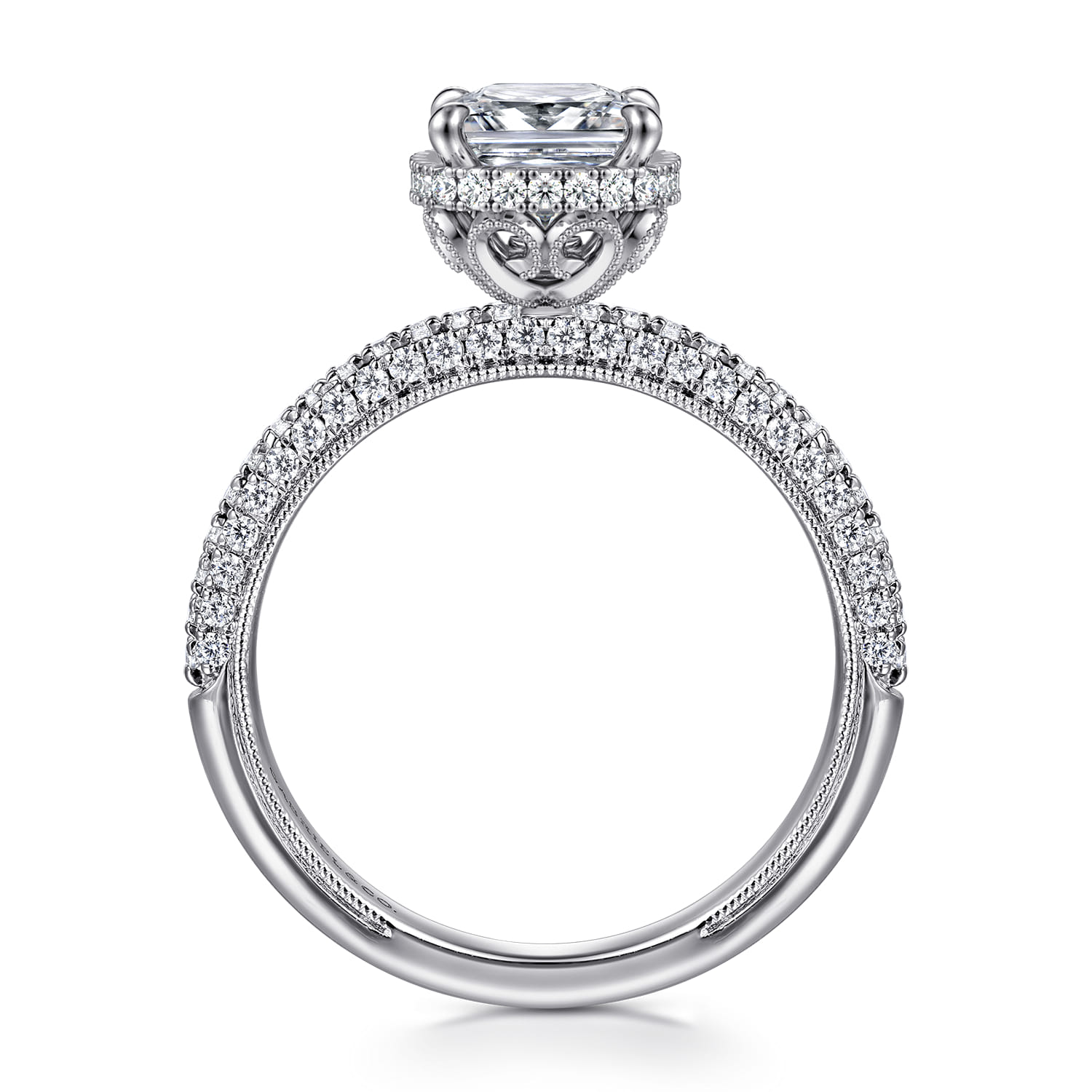 Caly - 14K White Gold Princess Halo Diamond Engagement Ring - 0.5 ct - Shot 2