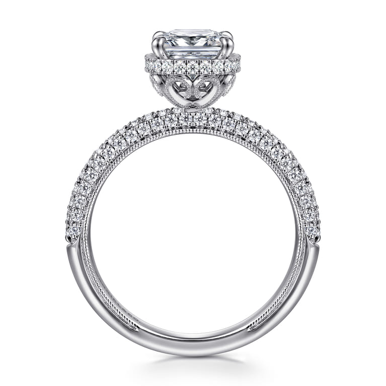 Caly - 14K White Gold Princess Halo Diamond Engagement Ring - 0.5 ct - Shot 2