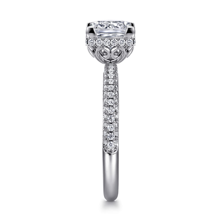 Caly - 14K White Gold Princess Halo Diamond Engagement Ring - 0.5 ct - Shot 4