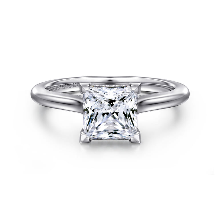 Ericka - 14K White Gold Princess Cut Diamond Engagement Ring - 0.12 ct - Shot 1