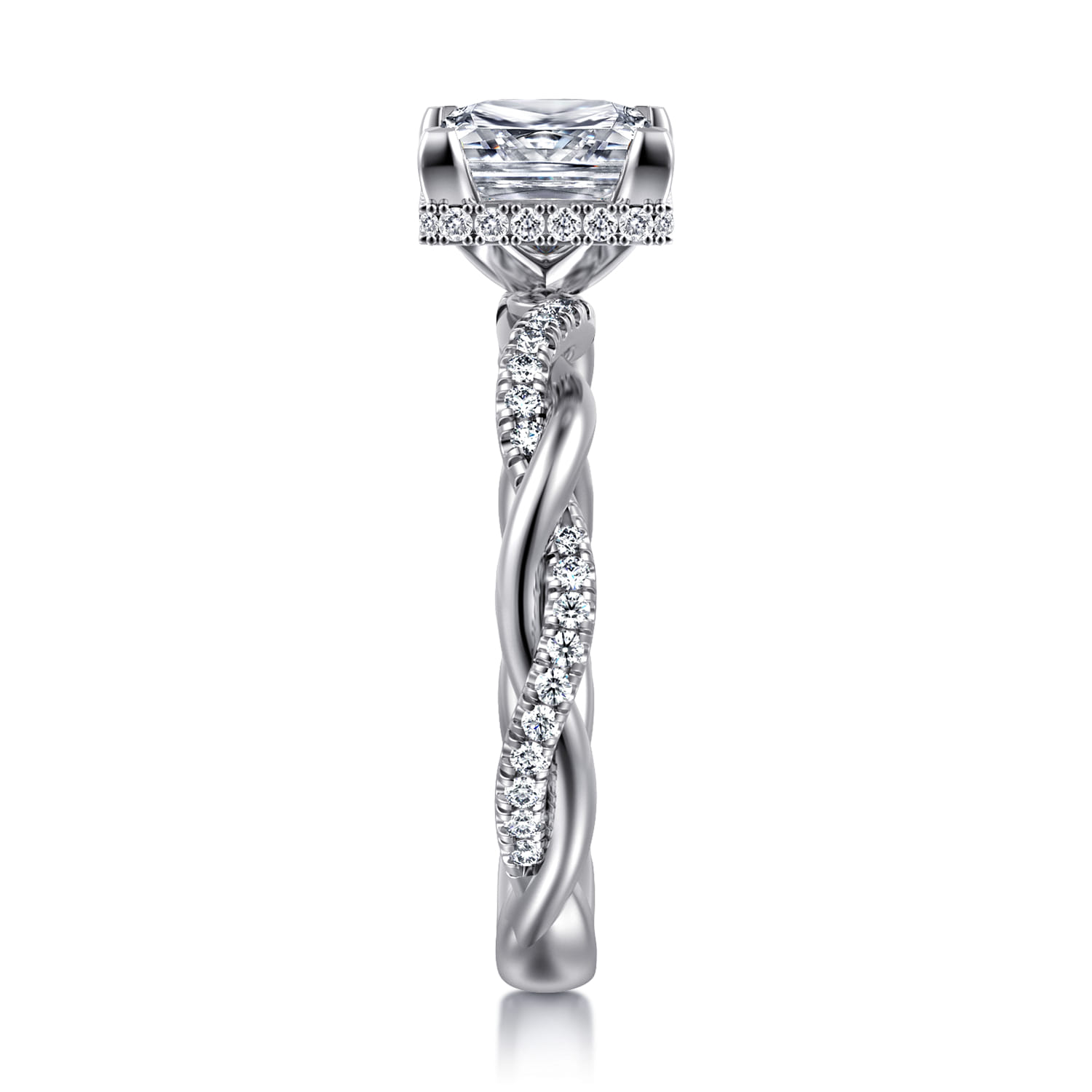 Ama - 14K White Gold Princess Halo Diamond Engagement Ring - 0.25 ct - Shot 4