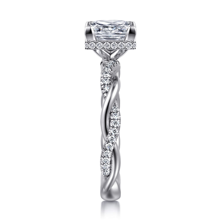 Ama - 14K White Gold Princess Halo Diamond Engagement Ring - 0.25 ct - Shot 4