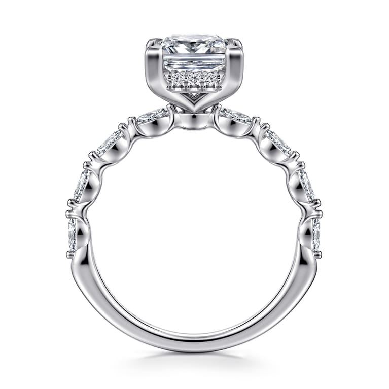 Adeena - 14K White Gold Princess Hidden Halo Diamond Engagement Ring - 0.3 ct - Shot 2