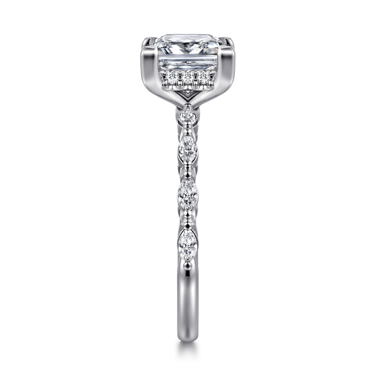 Adeena - 14K White Gold Princess Hidden Halo Diamond Engagement Ring - 0.3 ct - Shot 4