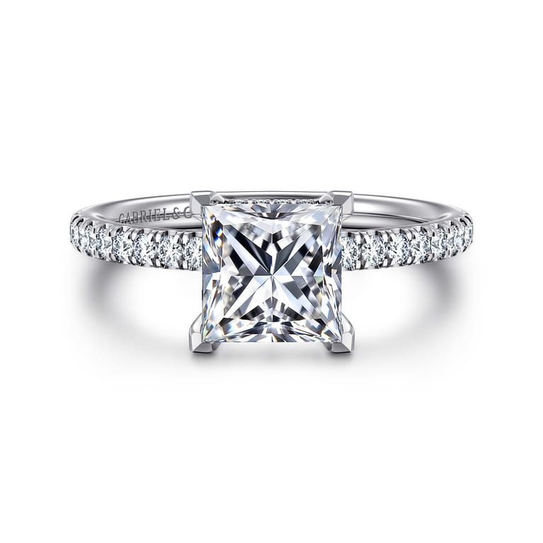 Allison - 14K White Gold Princess Hidden Halo Diamond Engagement Ring - 0.25 ct - Shot 1