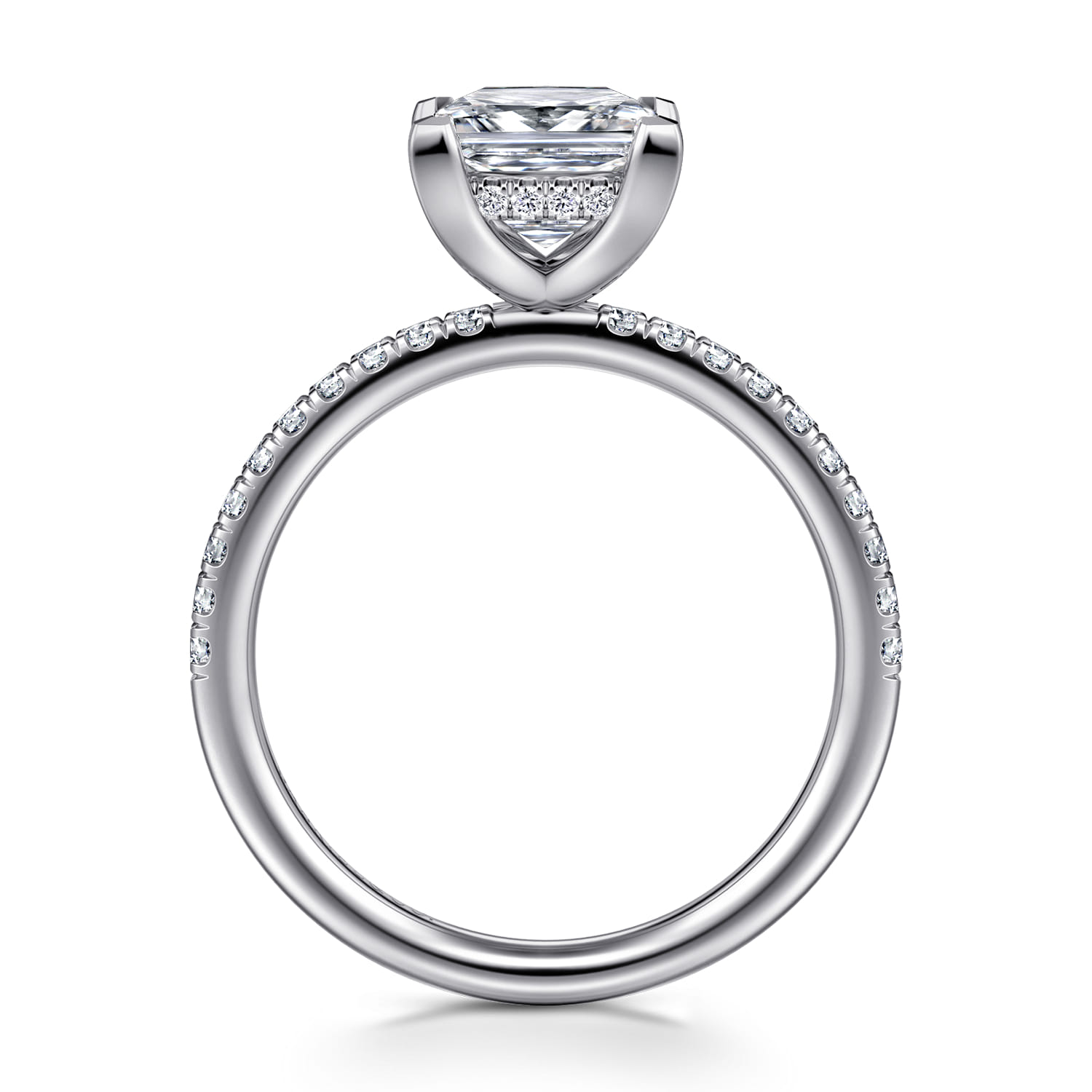 Allison - 14K White Gold Princess Hidden Halo Diamond Engagement Ring - 0.25 ct - Shot 2