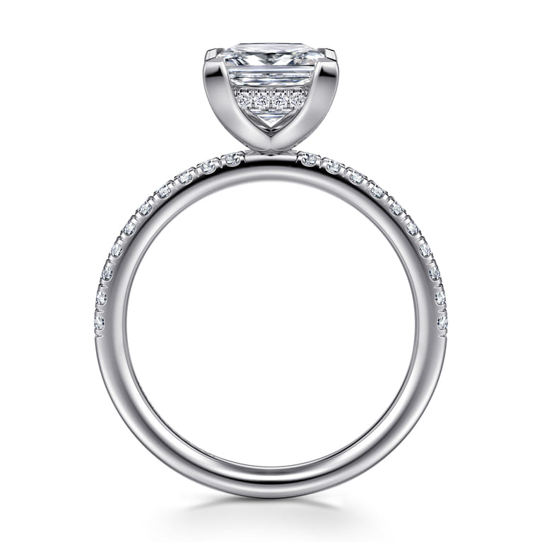 Allison - 14K White Gold Princess Hidden Halo Diamond Engagement Ring - 0.25 ct - Shot 2