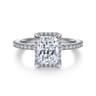 Hart - 14K White Gold Hidden Halo Rectangular Radiant Cut Diamond Engagement Ring - 0.3 ct