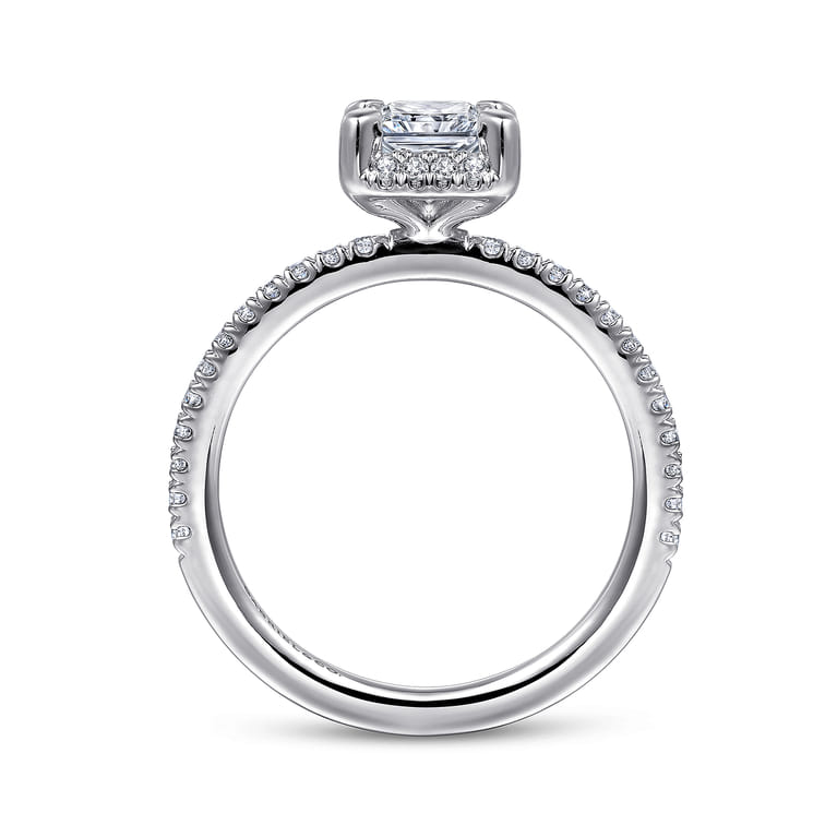 Hart - 14K White Gold Hidden Halo Rectangular Radiant Cut Diamond Engagement Ring - 0.3 ct - Shot 2